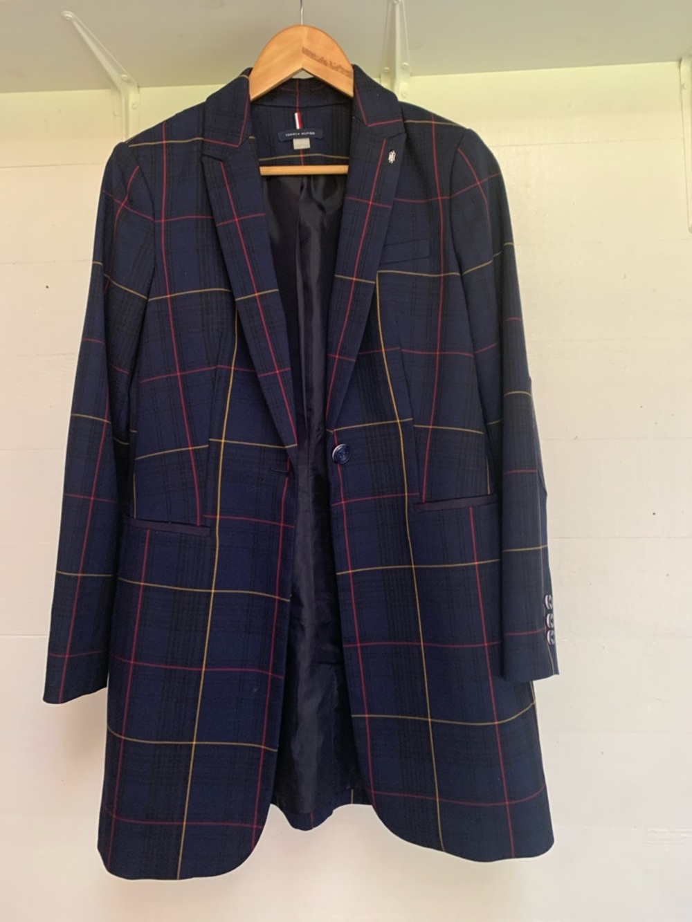 Tommy Hilfiger Navy Blazer with Red & Yellow Windowpane